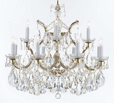 Maria Theresa Chandelier Crystal Lighting Chandeliers Lights Fixture Pendant Ceiling Lamp for Dining room, Entryway , Living room with Large, Luxe, Diamond Cut Crystals! H22" X W28" - A83-B89/21532/12+1DC