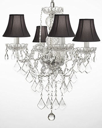 New Authentic All Crystal Chandelier Lighting With Black Shades H22" X W17" - J10-Blackshades/3/26098/4