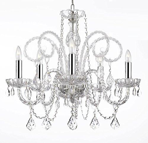 Empress Crystal (Tm) Chandelier Lighting H25" X W24" With Chrome Sleeves - A46-B43/385/5