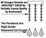 Swarovski Crystal Trimmed Murano Venetian Style Chandelier Crystal Lights Fixture Pendant Ceiling Lamp for Dining Room, Living Room w/Large, Luxe Crystals w/Chrome Sleeves! H25" X W24" w/White Shades - A46-B43/WHITESHADES/B94/B89/384/5SW