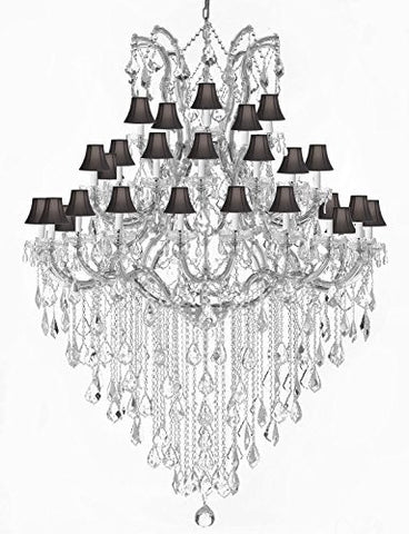 Maria Theresa Crystal Chandelier Trimmed With Spectratm Crystal And Black Shade - Reliable Crystal Quality By Swarovski - A500-Silver/Blackshade/B13/2756/36+1Sw