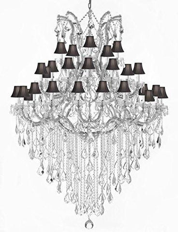 Large Foyer / Entryway Maria Theresa Empress Crystal (Tm) Chandelier Lighting W/Black Shade H 72" W 52" - Gb104-Silver/Blackshade/B13/2756/36+1