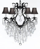 Swarovski Crystal Trimmed Chandelier Wrought Iron Empress Crystal (Tm) Chandelier Lighting With Black Shades H 19" W 20" - A83-Sc/Blackshade/B12/3530/6Sw