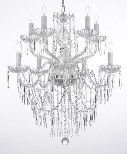 Crystal Icicle Waterfall Chandelier Lighting Dining Room Chandeliers H 30" W 24" 10 Lights - G46-B27/1122/5+5