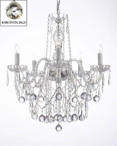 All Crystal Chandelier W/ 40Mm Crystal Balls & Crystal Icicles - G46-B29/3/384/5