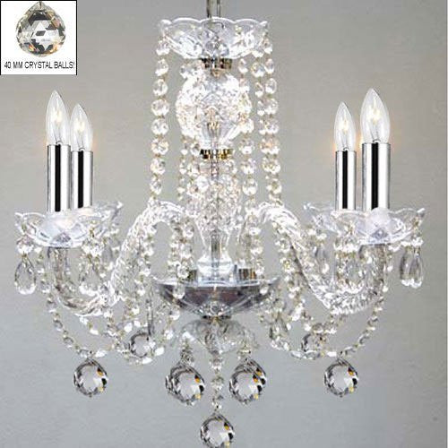 Murano Venetian Style All Empress Crystal (Tm) Chandelier With Chrome Sleeves H17" W17" Swag Plug In-Chandelier W/ 14' Feet Of Hanging Chain And Wire - J10-B15/B43/B6/26098/4