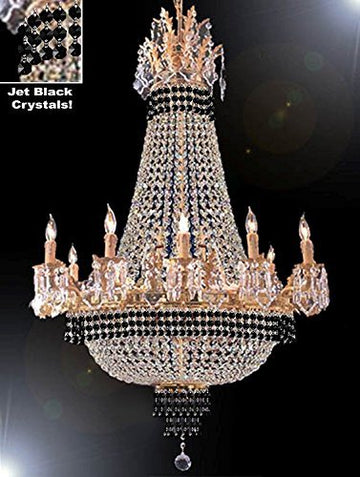 Empire Crystal Chandelier Chandeliers Lighting Dressed With Jet Black Crystals Great For The Dining Room Foyer Living Room H40" X W30" - A500-B79-Cg/1280/10+5