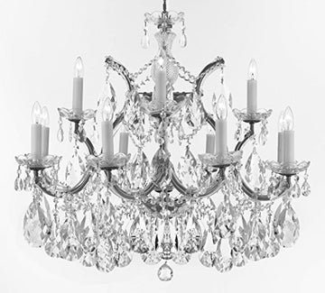 Swarovski Crystal Trimmed Maria Theresa Chandelier Crystal Lighting Chandeliers Lights Fixture Pendant Ceiling Lamp for Dining room, Entryway, Living room With Large, Luxe Crystals! H22" X W28" - A500-CS/B89/21532/12+1SW