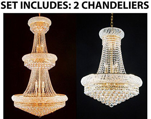 Set Of 2 - 1 For Entryway/Foyer And 1 For Dining Room French Empire Empress Crystal (Tm) Chandeliers Chandelier Lighting - 1Ea Cg/541/32+1Ea Cg/542/15 A500-