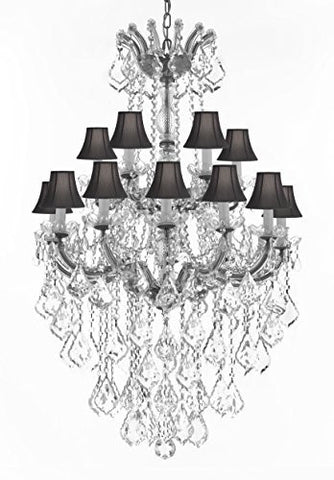 Swarovski Crystal Trimmed Chandelier Maria Theresa Crystal Chandelier Chandeliers Lighting With Black Shades H 50" X W 30" - Great For Dining Room Entryway Or Living Room - A500-B13/Cs/Blackshades/152/18Sw