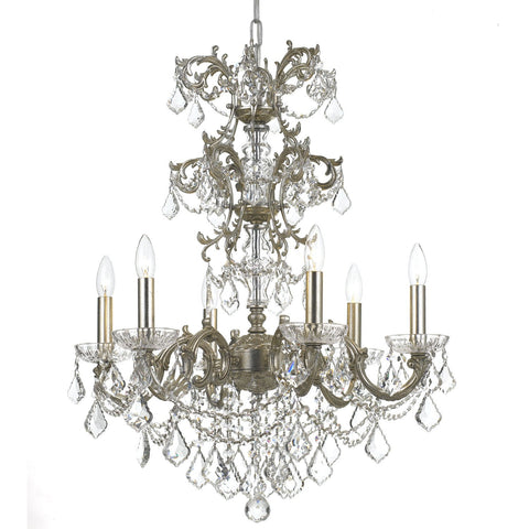 6 Light Olde Silver Traditional Chandelier Draped In Clear Hand Cut Crystal - C193-5286-OS-CL-MWP