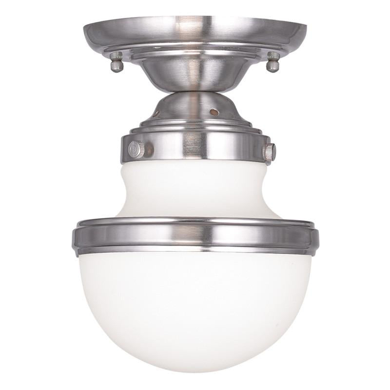 Livex Oldwick 1 Light Brushed Nickel Ceiling Mount - C185-5720-91