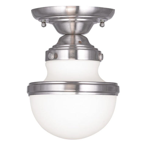 Livex Oldwick 1 Light Brushed Nickel Ceiling Mount - C185-5720-91