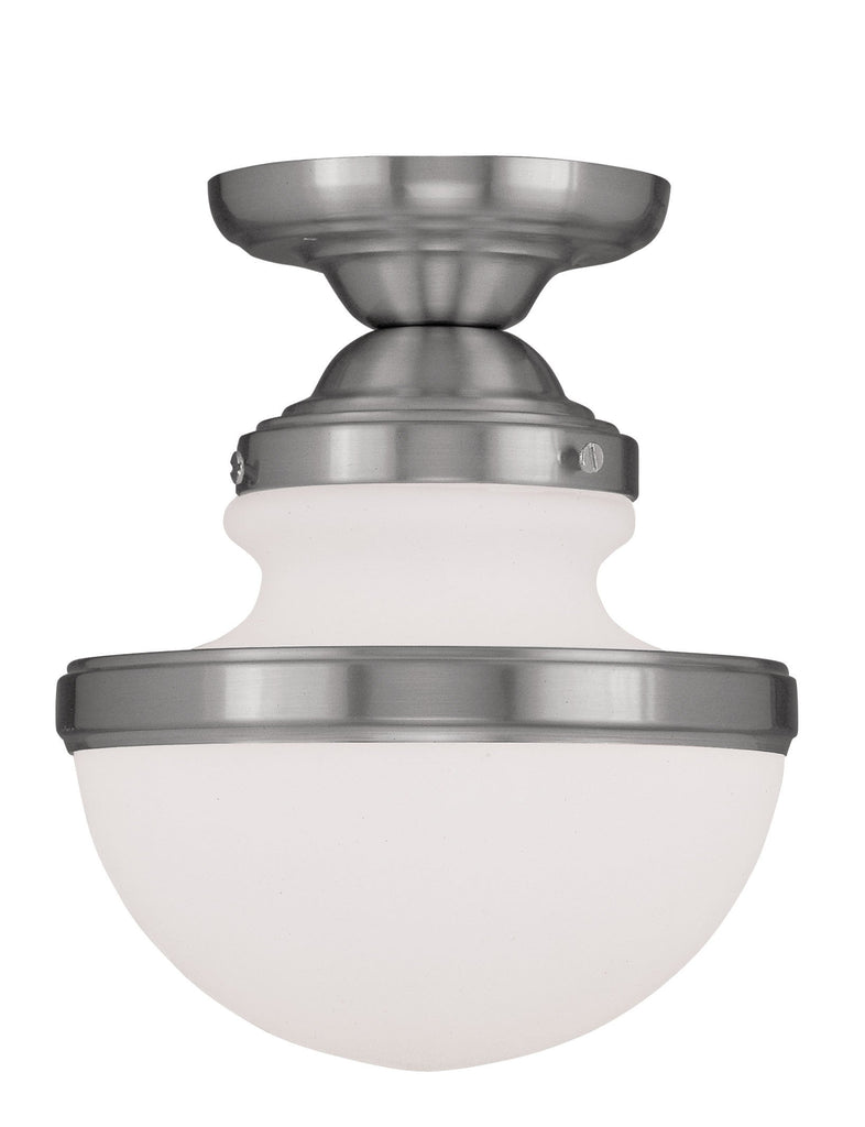 Livex Oldwick 1 Light Brushed Nickel Ceiling Mount - C185-5721-91