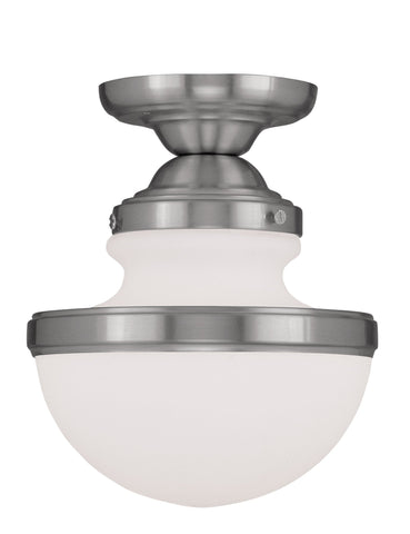 Livex Oldwick 1 Light Brushed Nickel Ceiling Mount - C185-5721-91