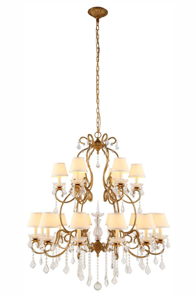 ZC121-1471G39GI - Urban Classic: Diana 18 light Golden Iron Chandelier Clear Royal Cut Crystal