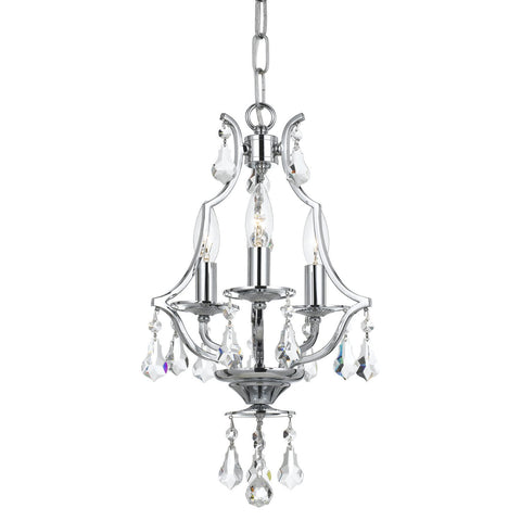 3 Light Polished Chrome Crystal Mini Chandelier Draped In Clear Swarovski Strass Crystal - C193-5933-CH-CL-S