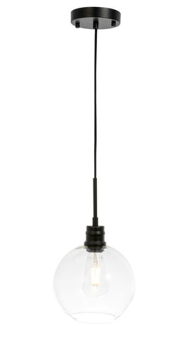 ZC121-LD6204BK - Living District: Emett 1 light Black and Clear glass pendant