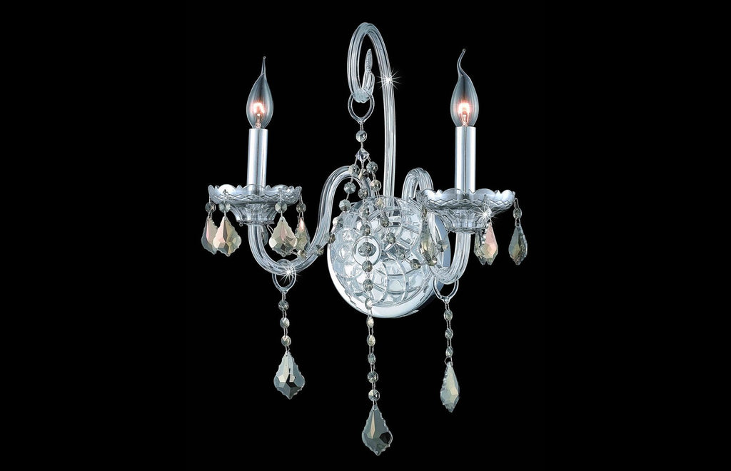 C121-7852W2C-GT/RC - Regency Lighting: Verona 2 light Chrome Wall Sconce Golden Teak (Smoky) Royal Cut Crystal