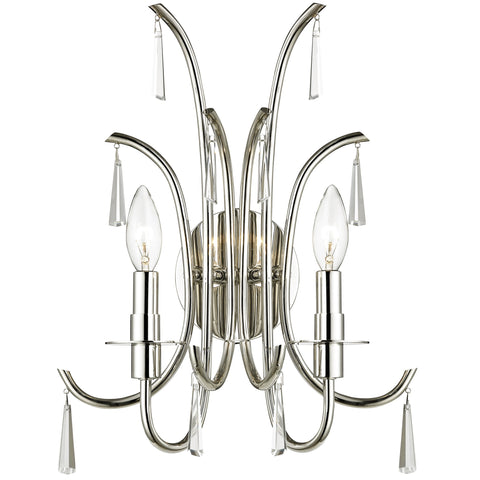 2 Light Polished Nickel Transitional  Modern Sconce Draped In Clear Hand Cut Crystal - C193-6032-PN-CL-MWP