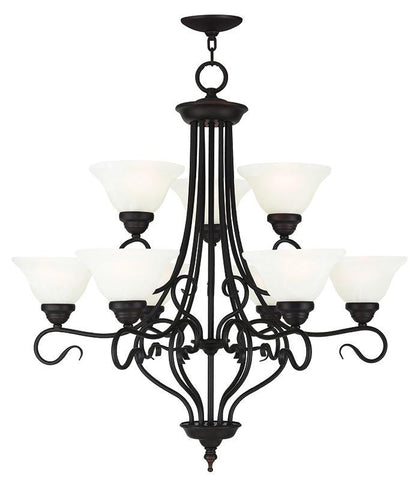 Livex Coronado 6 Light + 3 Light Bronze Chandelier - C185-6119-07