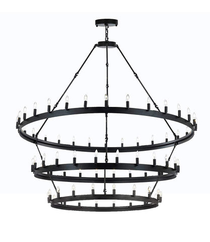 Wrought Iron Vintage Barn Metal Castile Three Tier Chandelier Chandeliers Industrial Loft Rustic Lighting W 63" H 75" - G7-3428/30+24+18