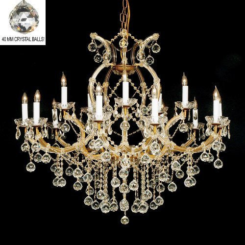 New Crystal Chandelier 37X38 W/Crystal Balls - A500-B6/21510/15+1