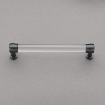 Nouveaux Collection Clear Glass 6" Pull Handle Hardware Bronze Finish Pulls Great for Kitchen or Bathroom Cabinets, Drawers, Dressers, and More! - P100-13/4552
