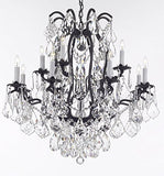Wrought Iron Crystal Chandelier Lighting Trimmed with Swarovski Crystal Good for Dining Room, Foyer, Entryway, Family Room, Bedroom, Living Room and More! H 36" W 36" 15 Lights - A500-B91/3034/10+5SW