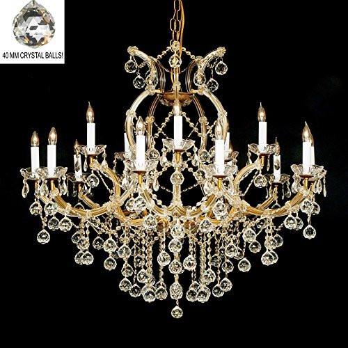 Swarovski Crystal Trimmed Chandelier New Crystal Chandelier 37X38 W/Crystal Balls - A83-B6/21510/15+1 Sw