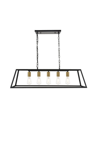 ZC121-LD4061D38BRB - Living District: Resolute 5 light brass and black Pendant