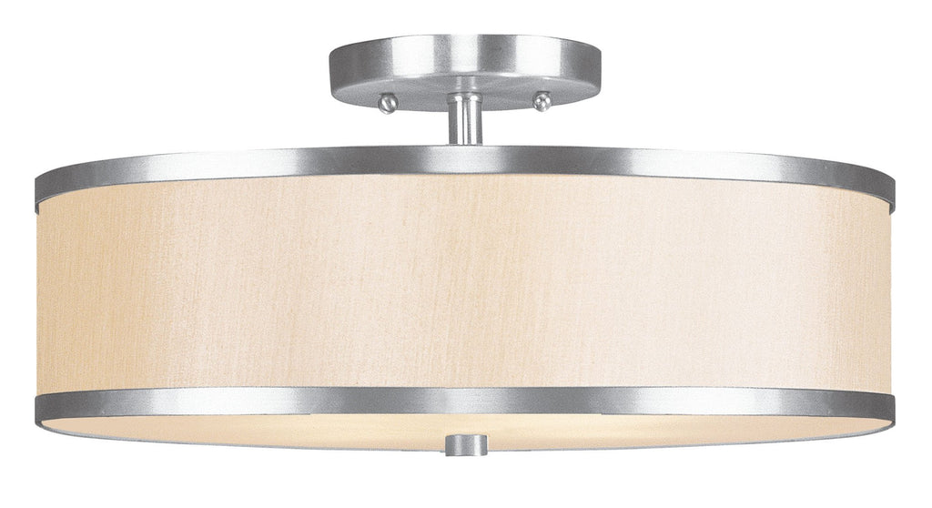 Livex Park Ridge 3 Light Brushed Nickel Ceiling Mount - C185-6345-91