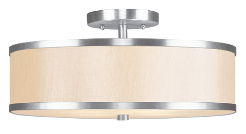 Livex Park Ridge 3 Light Brushed Nickel Ceiling Mount - C185-6345-91