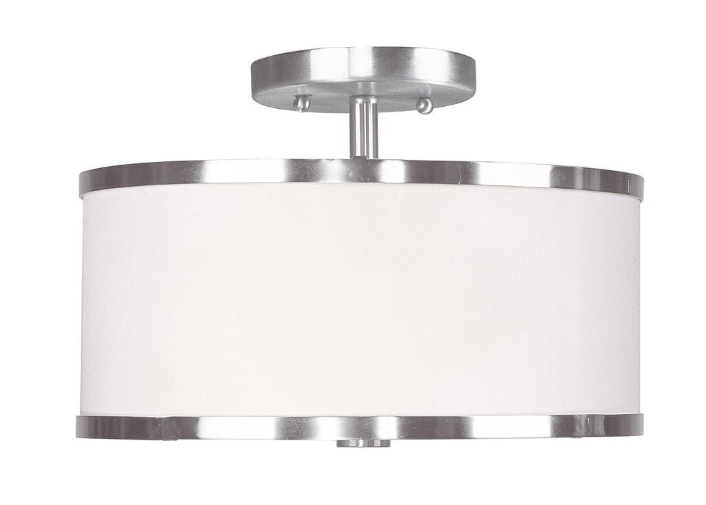 Livex Park Ridge 2 Light Brushed Nickel Ceiling Mount - C185-6366-91