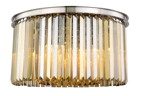 ZC121-1238F26PN-GT/RC - Urban Classic: Sydney 8 light Polished nickel Flush Mount Golden Teak (Smoky) Royal Cut Crystal