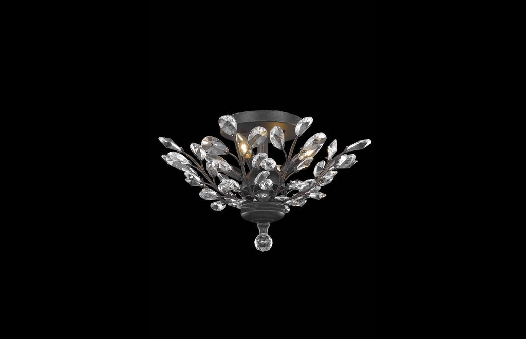 C121-2011F20DB/EC - Regency Lighting: Orchid 4 light Dark Bronze Flush Mount Clear Elegant Cut Crystal