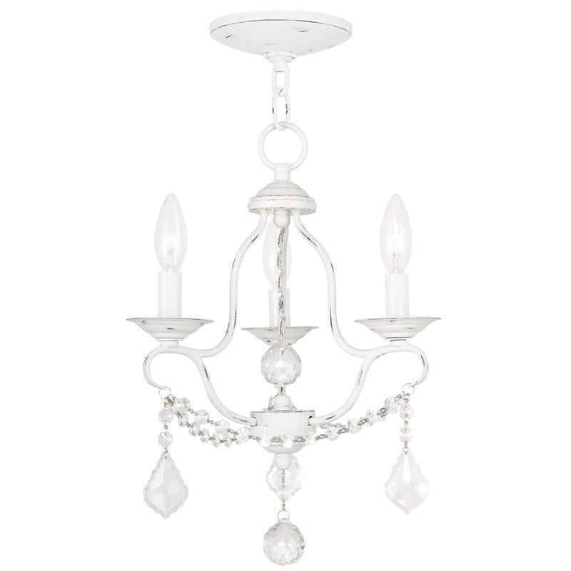 Livex Chesterfield 3 Light Antique White Mini Chandelier - C185-6423-60