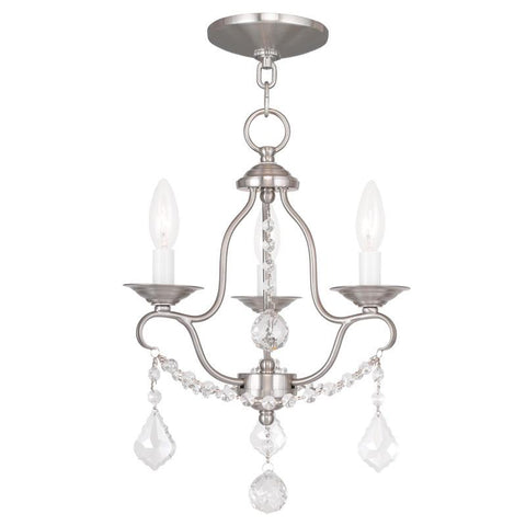 Livex Chesterfield 3 Light Brushed Nickel Mini Chandelier - C185-6423-91