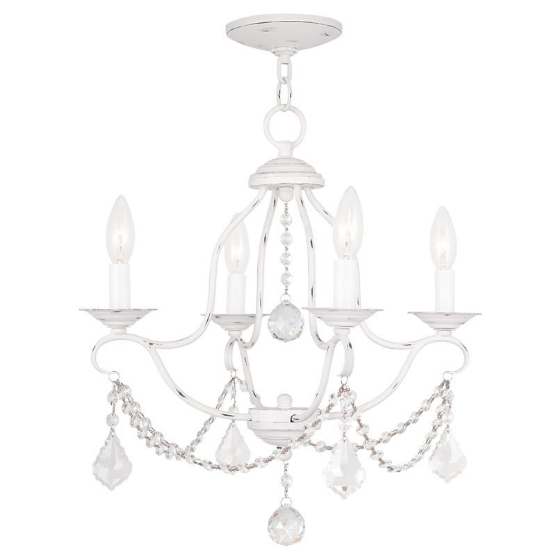 Livex Chesterfield 4 Light Antique White Mini Chandelier - C185-6424-60