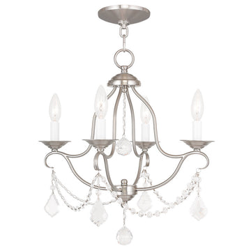 Livex Chesterfield 4 Light Brushed Nickel Mini Chandelier - C185-6424-91
