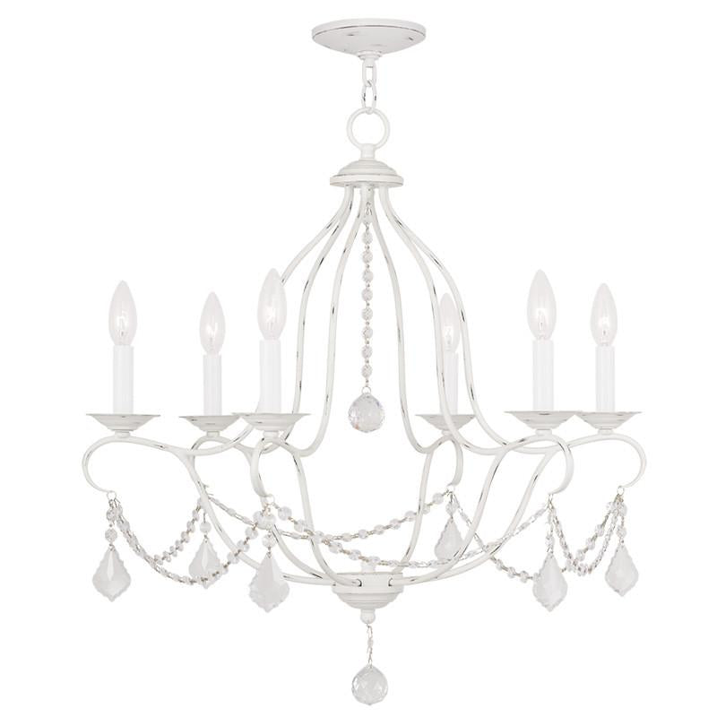 Livex Chesterfield 6 Light Antique White Chandelier - C185-6426-60