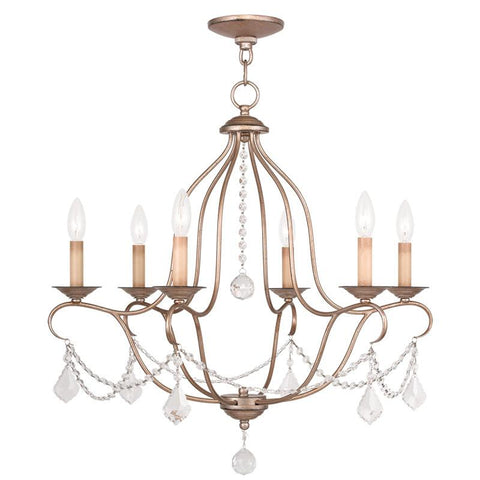 Livex Chesterfield 6 Light Antique Silver Leaf Chandelier - C185-6426-73