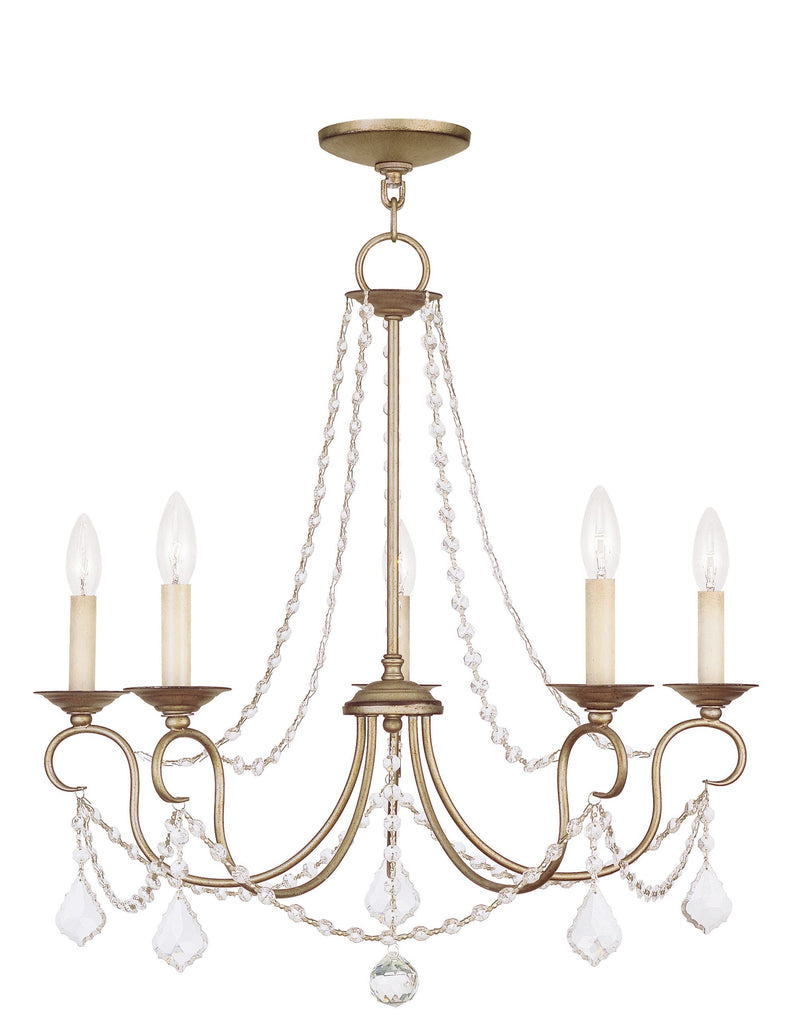 Livex Pennington 5 Light Antique Silver Leaf Chandelier - C185-6515-73