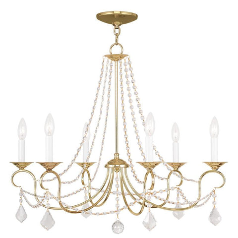 Livex Pennington 6 Light Polished Brass Chandelier - C185-6516-02