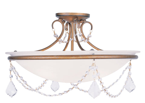 Livex Chesterfield/Pennington 3 Light Antique Gold Leaf Ceiling Mount - C185-6525-48