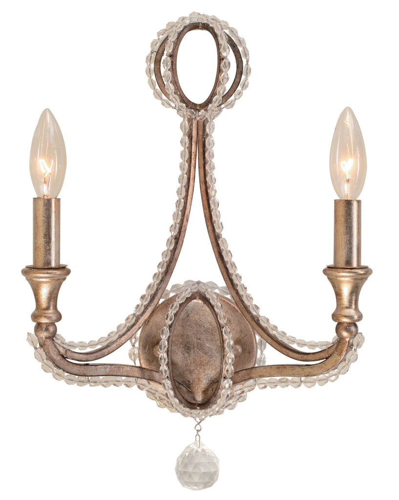 2 Light Distressed Twilight Eclectic Sconce Draped In Hand Cut Crystal Beads - C193-6762-DT