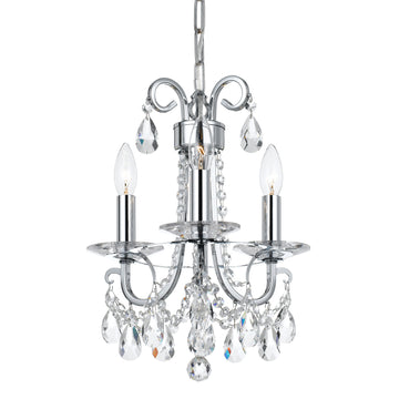 3 Light Polished Chrome Transitional  Modern Mini Chandelier Draped In Clear Spectra Crystal - C193-6823-CH-CL-SAQ
