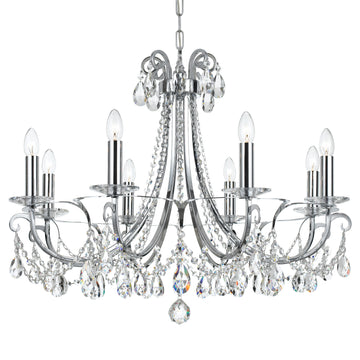 8 Light Polished Chrome Transitional  Modern Chandelier Draped In Clear Hand Cut Crystal - C193-6828-CH-CL-MWP