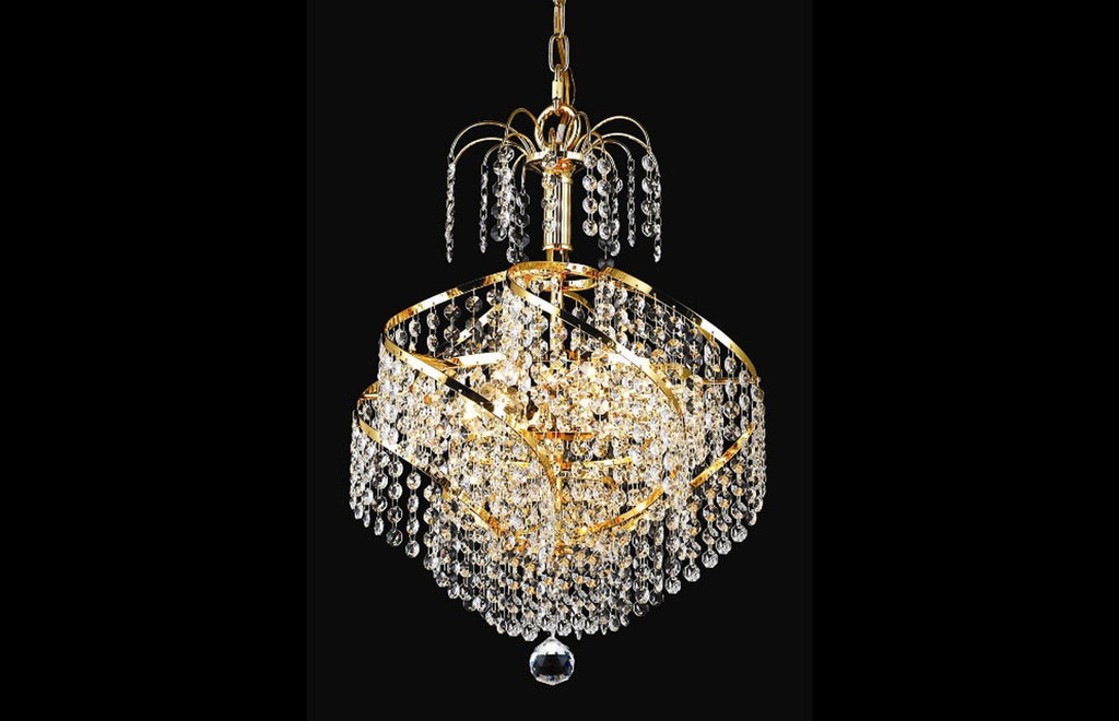 C121-8052D14G/EC - Regency Lighting: Spiral 3 light Gold Pendant Clear Elegant Cut Crystal