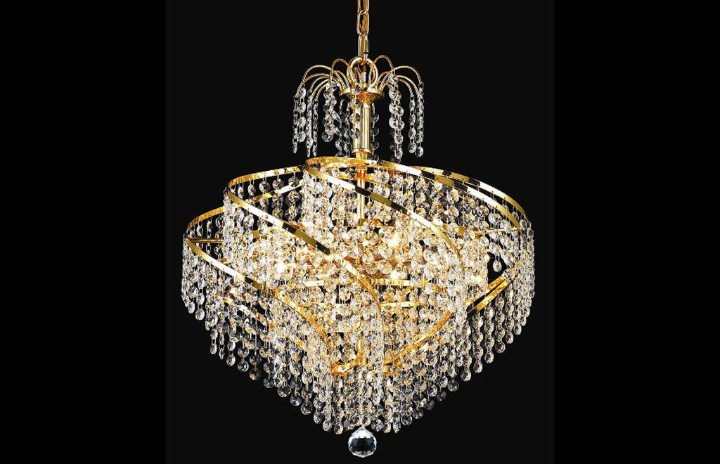 C121-8052D18G/RC - Regency Lighting: Spiral 8 light Gold Pendant Clear Royal Cut Crystal